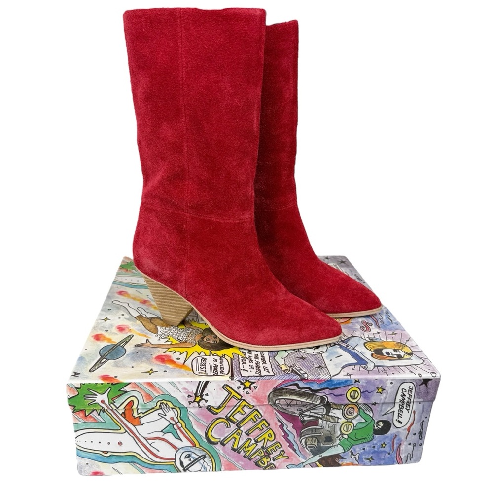 Jeffrey Campbell Free‎ People Senita Mid Stella Slouch Boot Red Suede Size 8